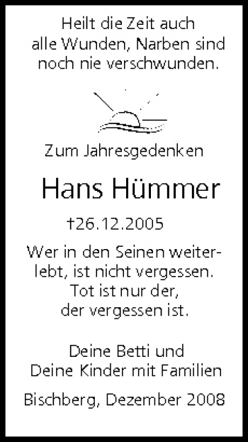 Anzeige von Hans Hümmer von MGO