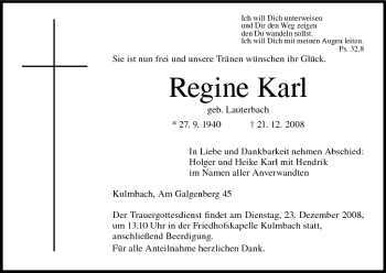 Anzeige von Regine Karl von MGO