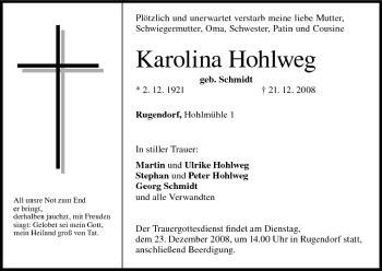 Anzeige von Karolina Hohlweg von MGO