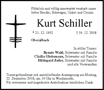 Anzeige von Kurt Schiller von MGO