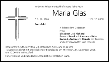 Anzeige von Maria Glas von MGO