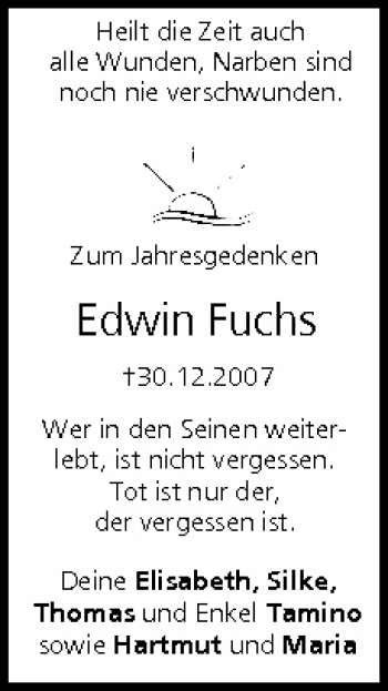 Anzeige von Edwin Fuchs von MGO