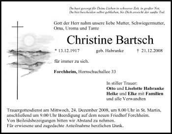 Anzeige von Christine Bartsch von MGO