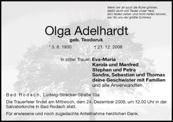 Anzeige von Olga Adelhardt von MGO