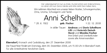 Anzeige von Anni Schelhorn von MGO