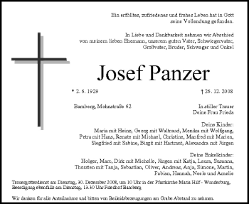 Anzeige von Josef Panzer von MGO