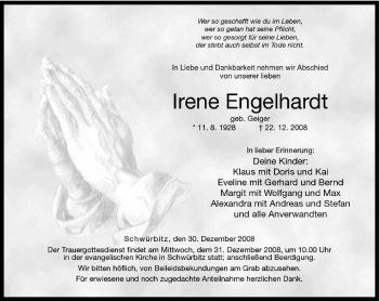 Anzeige von Irene Engelhardt von MGO