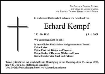 Anzeige von Erhard Kempf von MGO