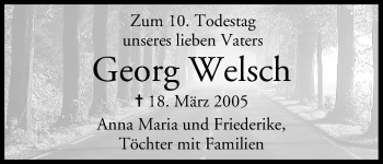 Anzeige von Georg Welsch von MGO