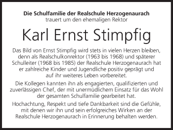Anzeige von Karl Ernst Stimpfig von MGO