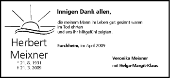 Anzeige von Herbert Meixner von MGO