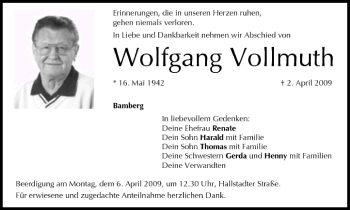 Anzeige von Wolfgang Vollmuth von MGO