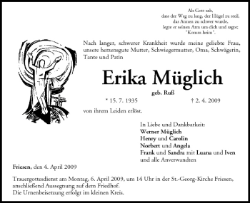 Anzeige von Erika Müglich von MGO