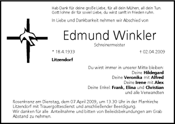Anzeige von Edmund Winker von MGO