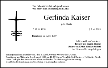 Anzeige von Gerlinda Kaiser von MGO