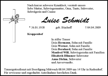 Anzeige von Luise Schmidt von MGO