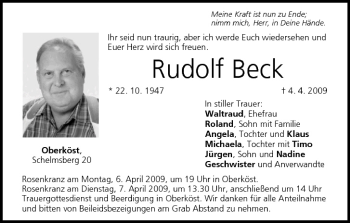 Anzeige von Rudolf Beck von MGO
