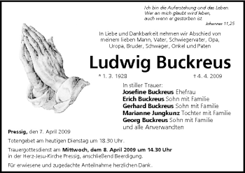 Anzeige von Ludwig Buckreus von MGO
