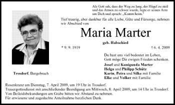 Anzeige von Maria Marter von MGO