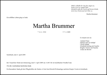 Anzeige von Martha Brummer von MGO