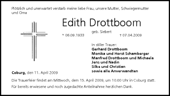 Anzeige von Edith Drottbohm von MGO