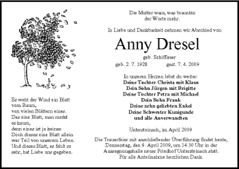 Anzeige von Anny Dresel von MGO