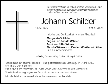 Anzeige von Johann Schilder von MGO