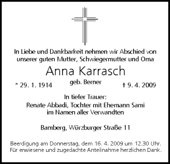 Anzeige von Anna Karrasch von MGO