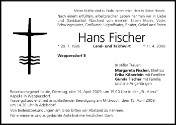 Anzeige von Hans Fischer von MGO