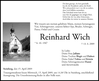 Anzeige von Reinhard Wich von MGO
