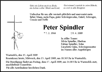 Anzeige von Peter Spindler von MGO