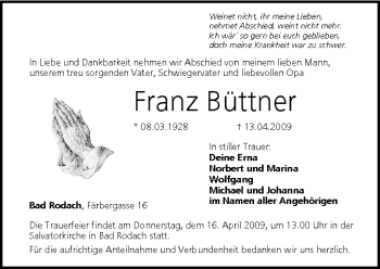 Anzeige von Franz Büttner von MGO
