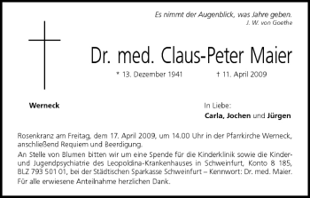 Anzeige von Claus-Peter Maier von MGO