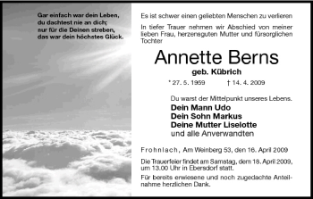 Anzeige von Annette Berns von MGO