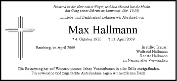 Anzeige von Max Hallmann von MGO