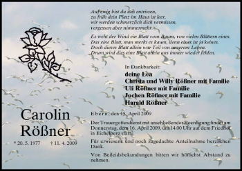 Anzeige von Carolin Rößner von MGO