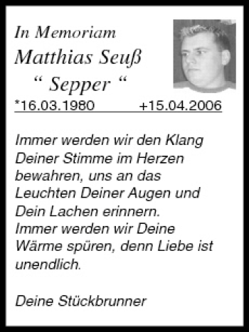 Anzeige von Matthias Seuß von MGO