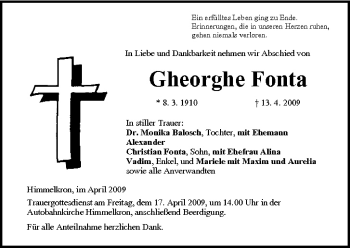 Anzeige von Gheorghe Fonta von MGO