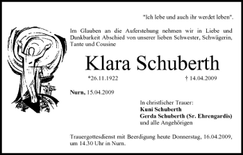 Anzeige von Klara Schuberth von MGO