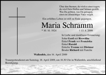 Anzeige von Maria Schramm von MGO