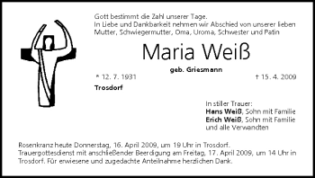 Anzeige von Maria Weiß von MGO