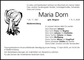 Anzeige von Maria Dorn von MGO
