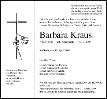 Anzeige von Barbara Kraus von MGO