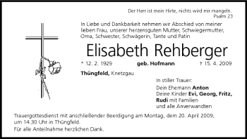 Anzeige von Elisabeth Rehberger von MGO