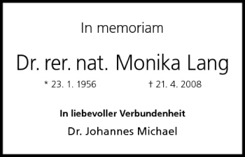 Anzeige von Monika Lang von MGO