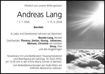 Anzeige von Andreas Lang von MGO