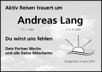 Anzeige von Andreas Lang von MGO