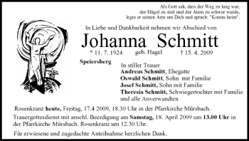 Anzeige von Johanna Schmitt von MGO