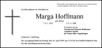 Anzeige von Marga Hoffmann von MGO