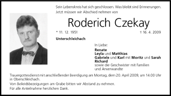 Anzeige von Roderich Czekay von MGO